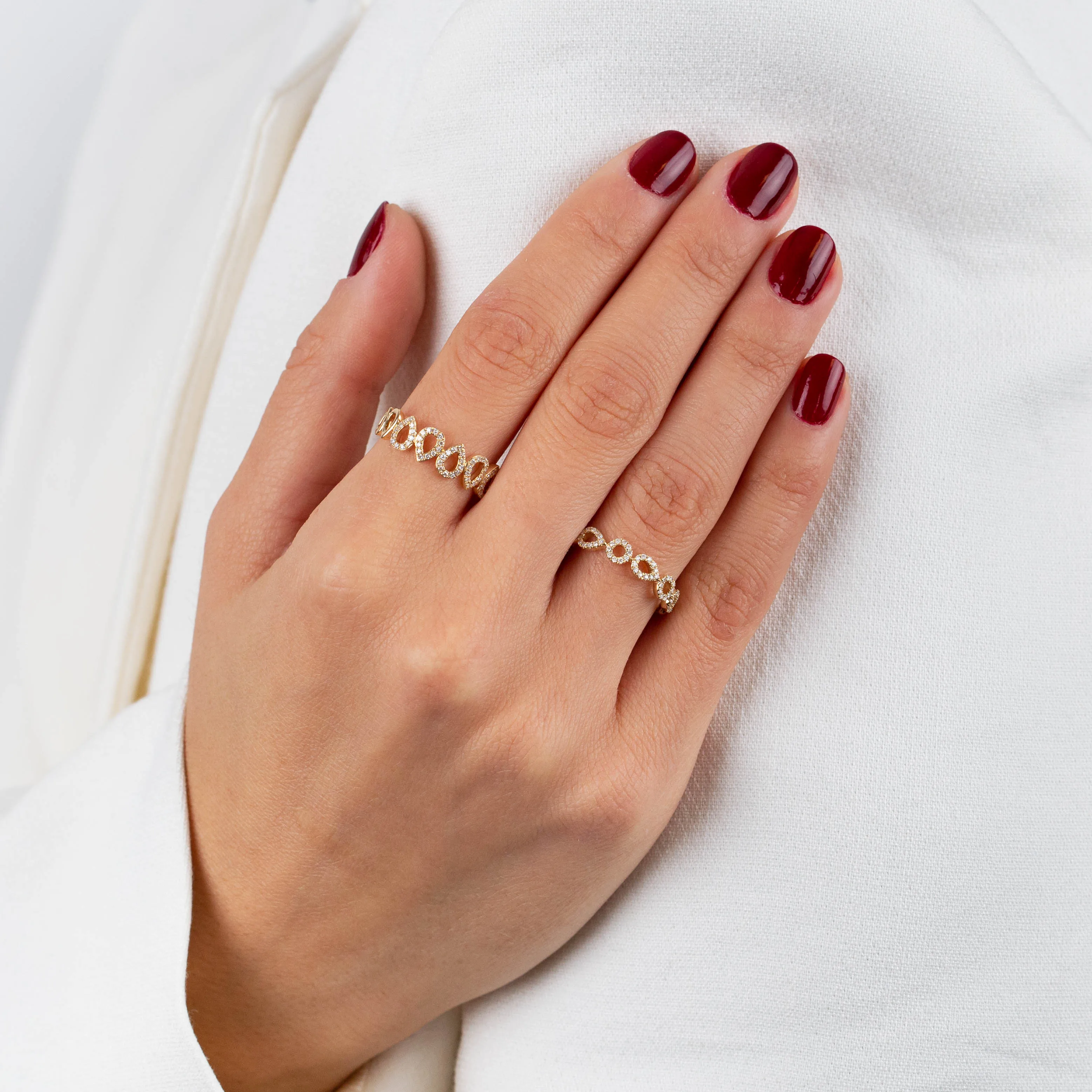 Diamond X Solid Teardrop Ring 14K sold by Adina Eden's product image thumbnail 2