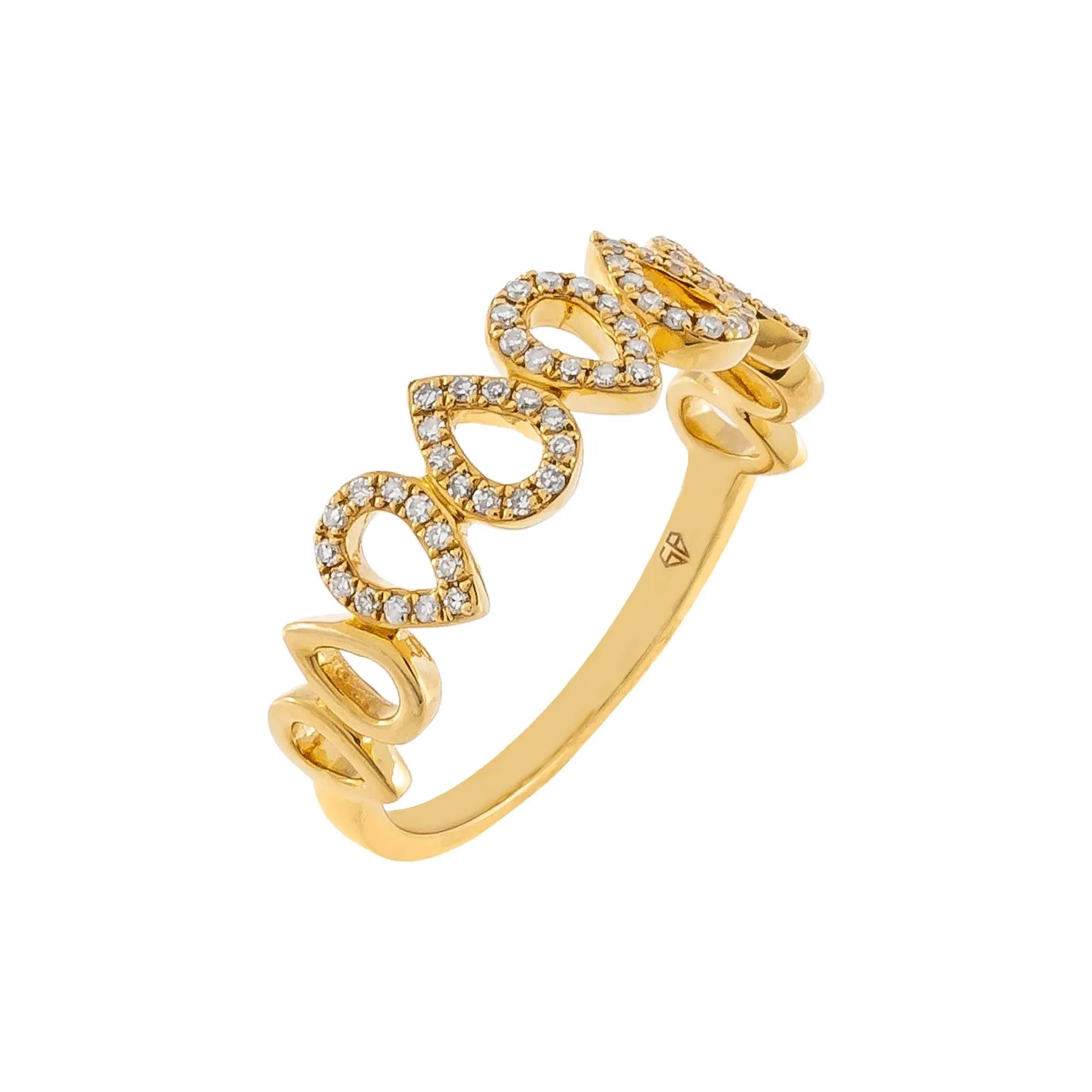 Diamond X Solid Teardrop Ring 14K sold by Adina Eden's