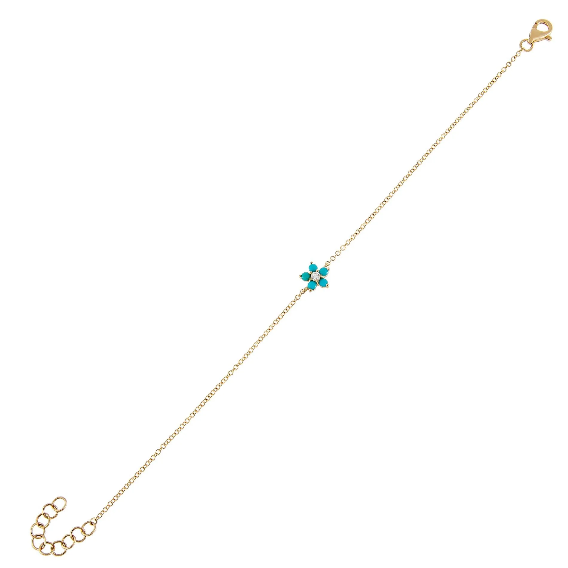 Turquoise Flower Bracelet 14K sold by Adina Eden's