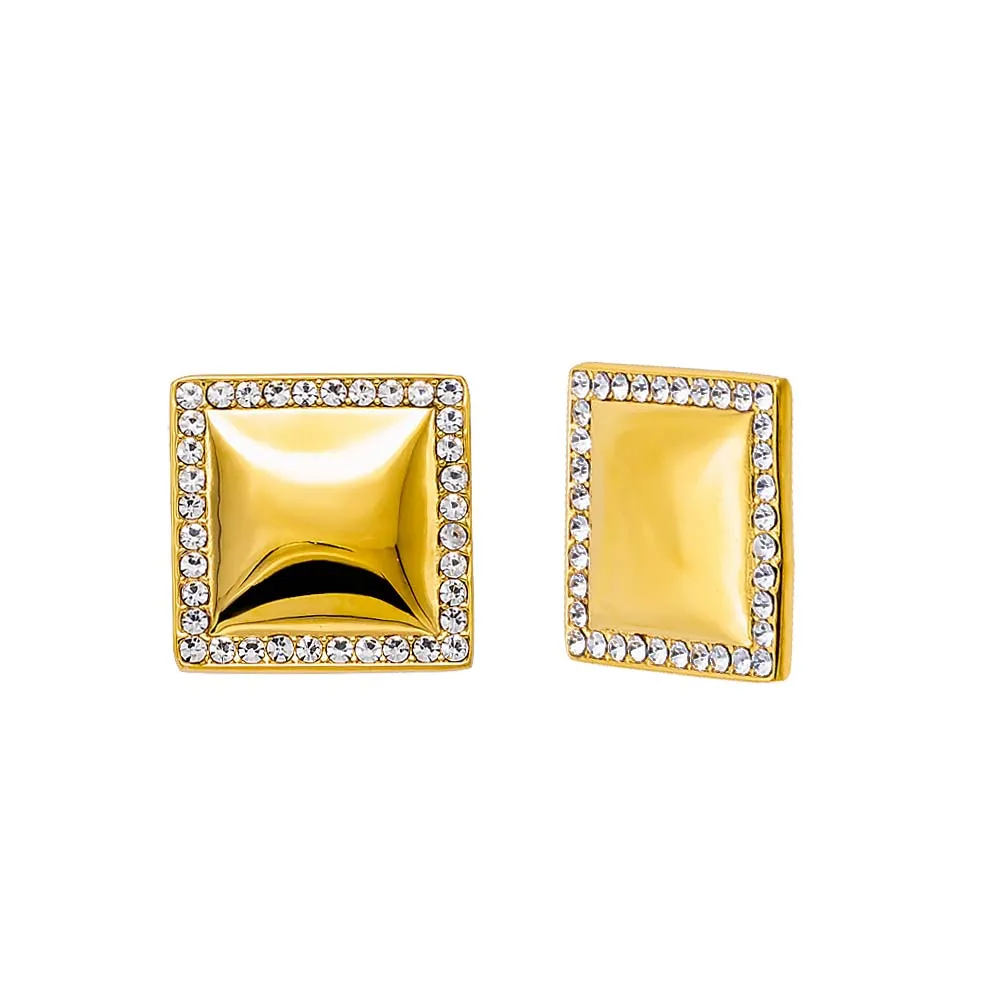 Pave Outlined Square Stud Earring sold by Adina Eden's