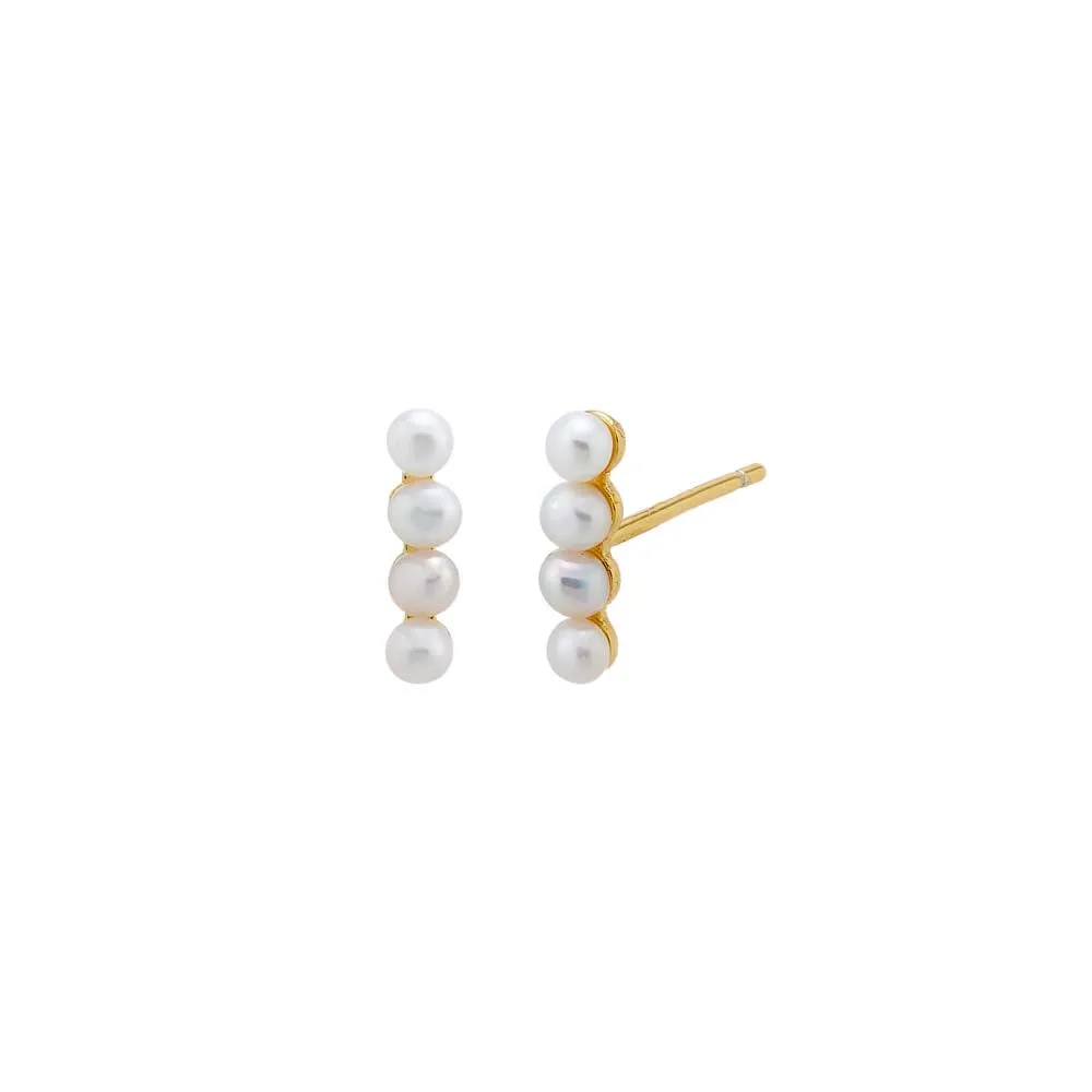 Mini Multi Pearl Bar Stud Earring sold by Adina Eden's