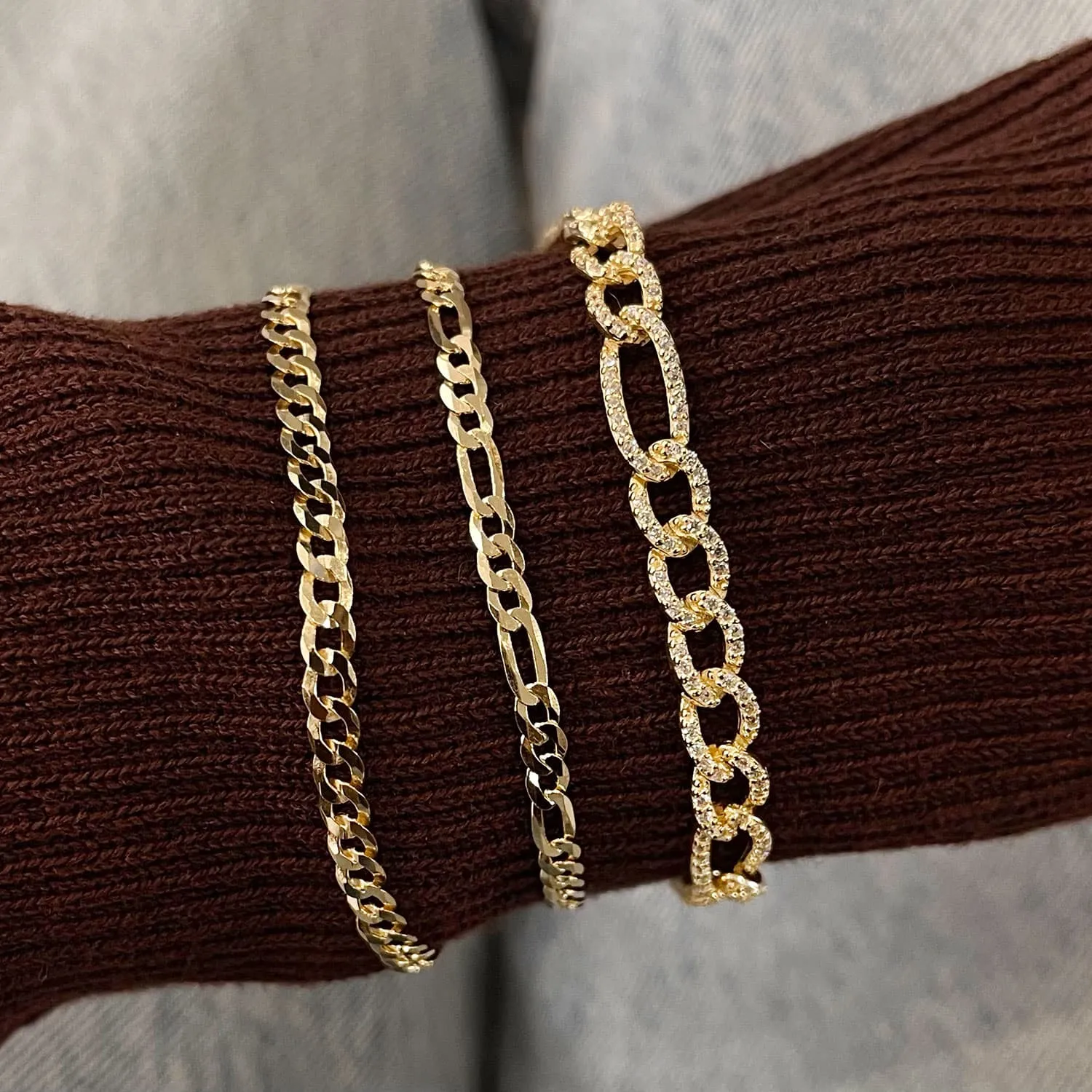 Super Flat Figaro Bracelet sold by Adina Eden's product image thumbnail 4