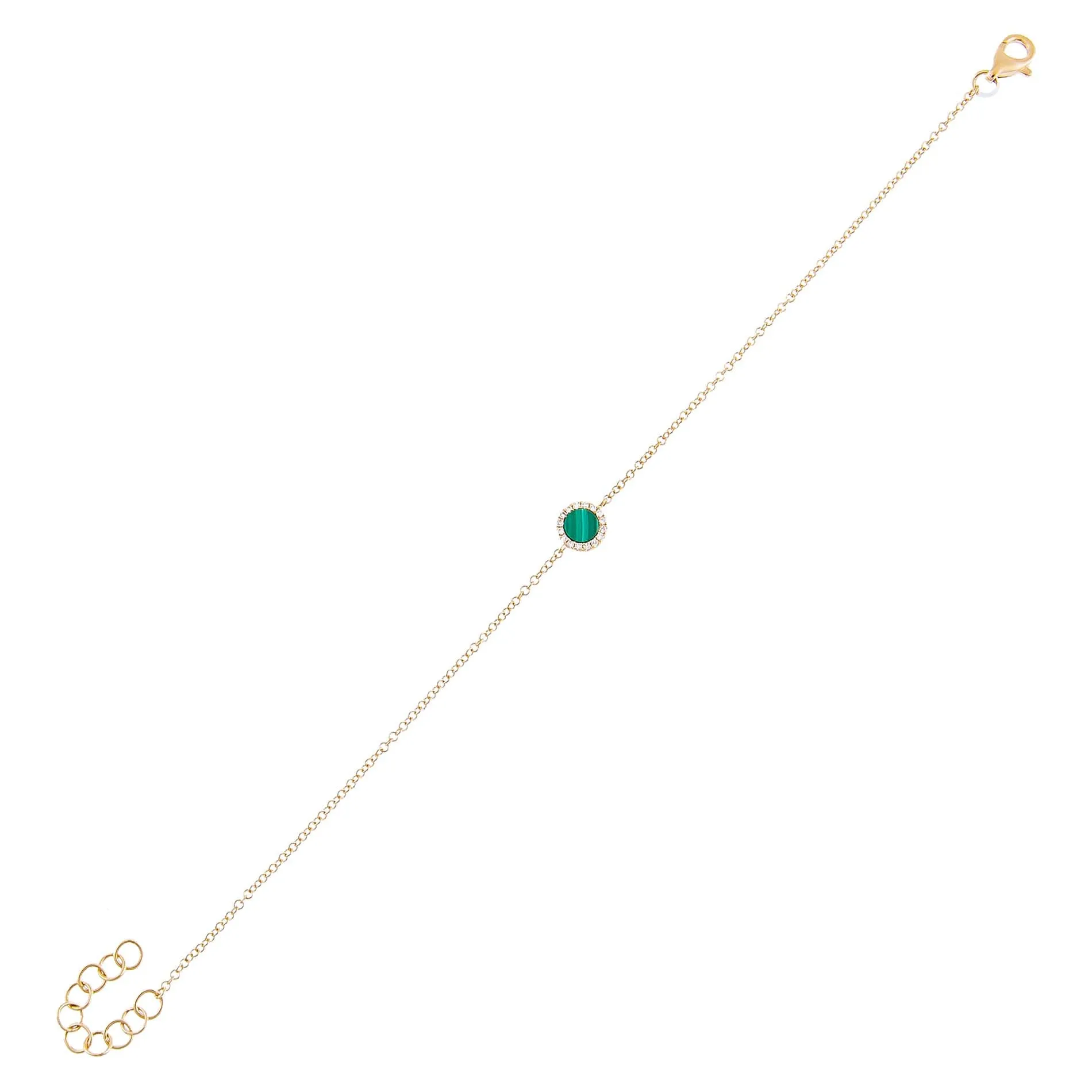 Diamond X Emerald Green Disc Bracelet 14K sold by Adina Eden's