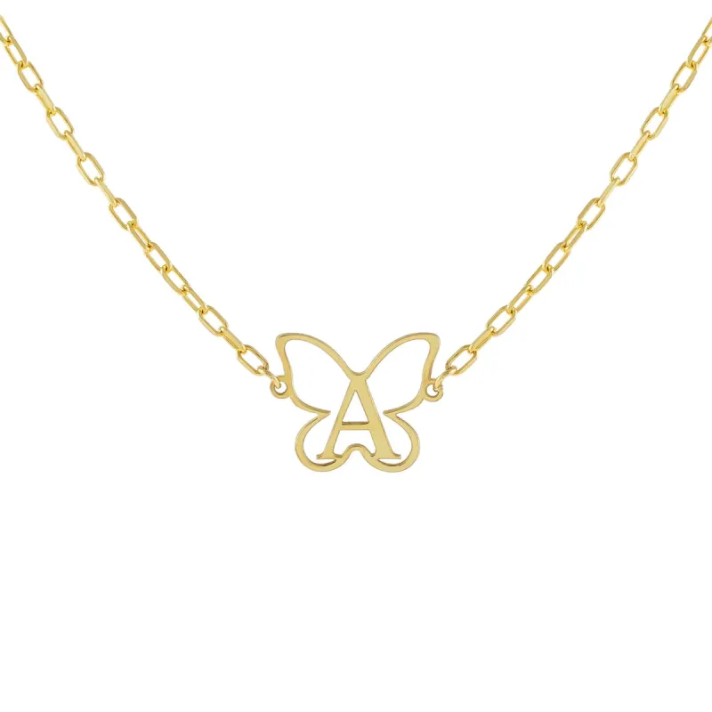 Open Butterfly Initial Necklace sold by Adina Eden's