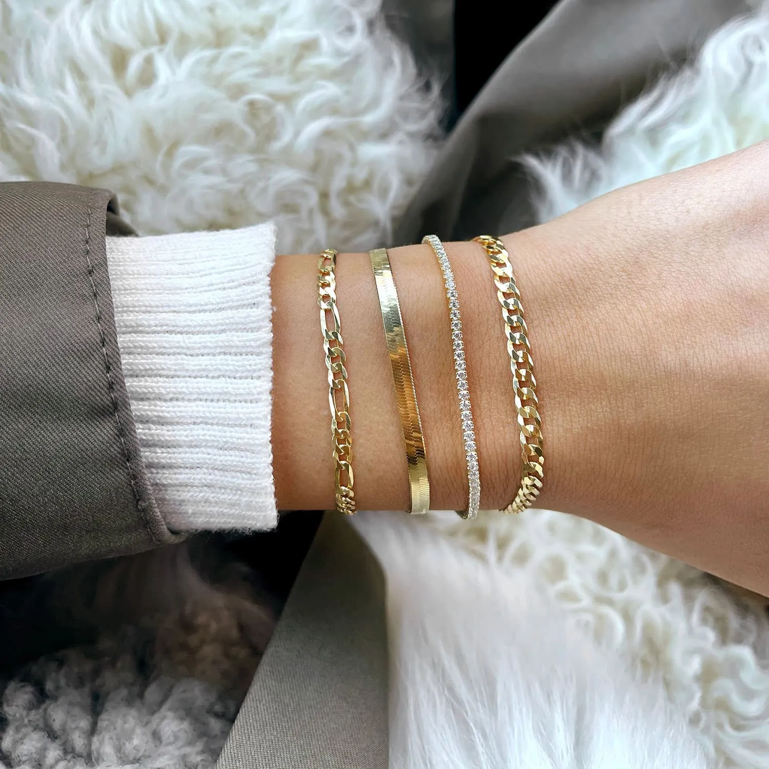 Super Flat Figaro Bracelet sold by Adina Eden's product image thumbnail 3