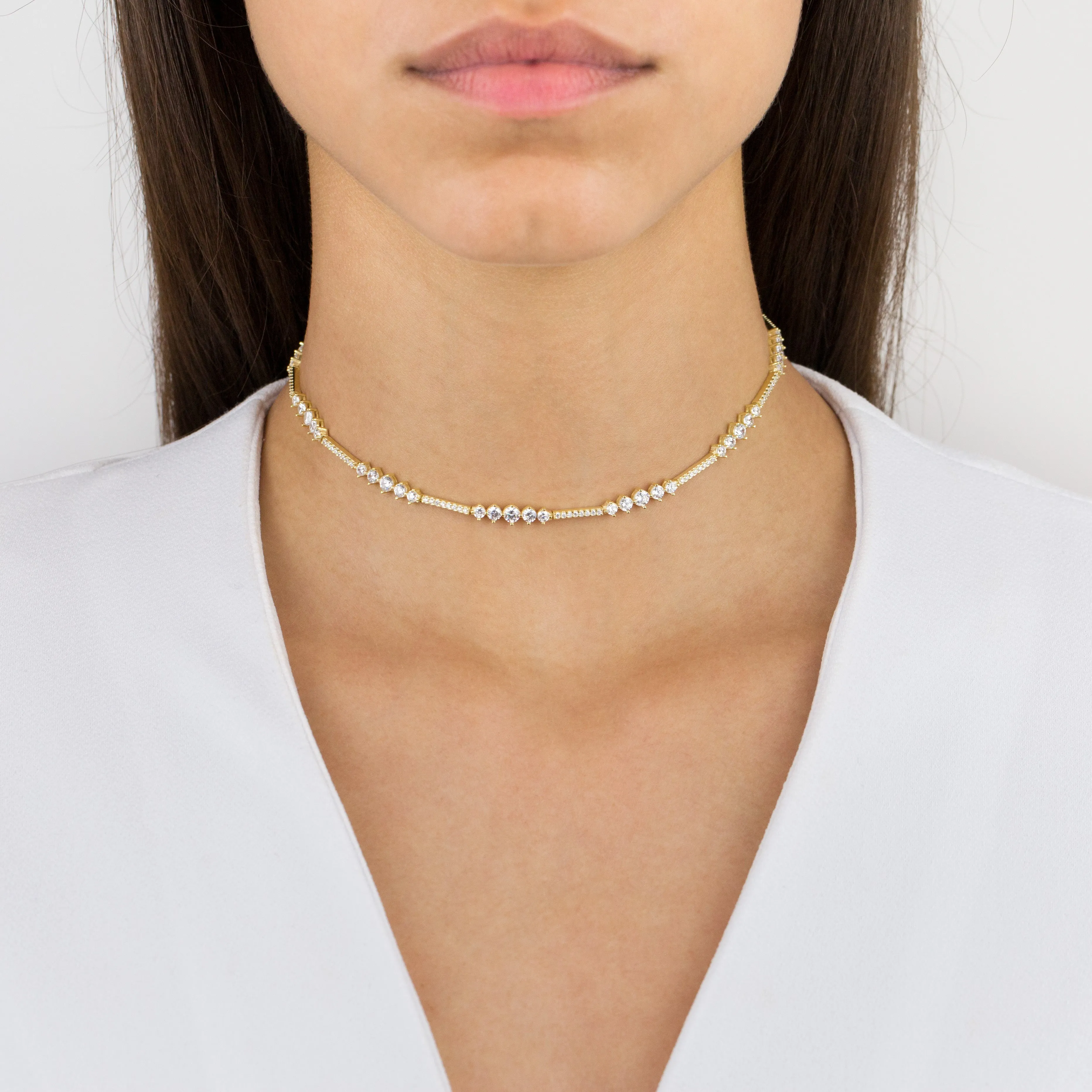 CZ Round X Bar Choker sold by Adina Eden's product image thumbnail 2