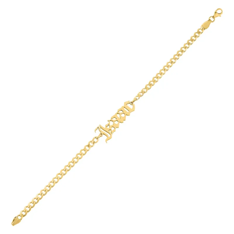 Men's Gothic Nameplate Bracelet sold by Adina Eden's