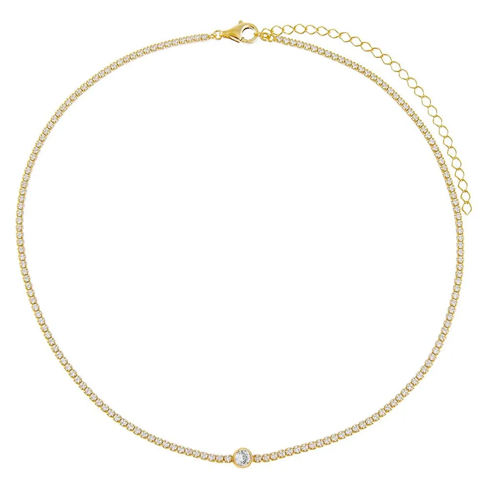 Round Bezel Thin Tennis Choker sold by Adina Eden's product image thumbnail 3