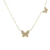 Diamond Dainty Double Butterfly Necklace 14K sold by Adina Eden's