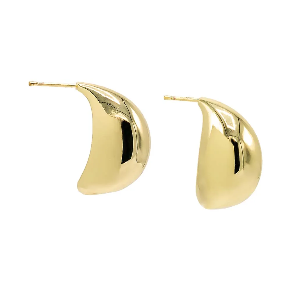 Solid Puffy Oval Shape Stud Earring sold by Adina Eden's