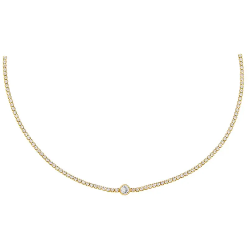 Round Bezel Thin Tennis Choker sold by Adina Eden's