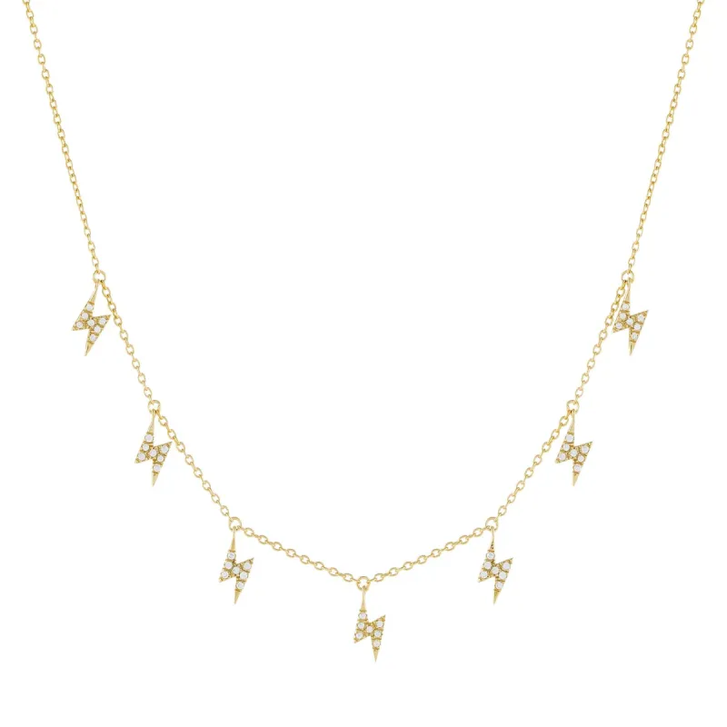 CZ Multi Lightning Bolt Necklace sold by Adina Eden's