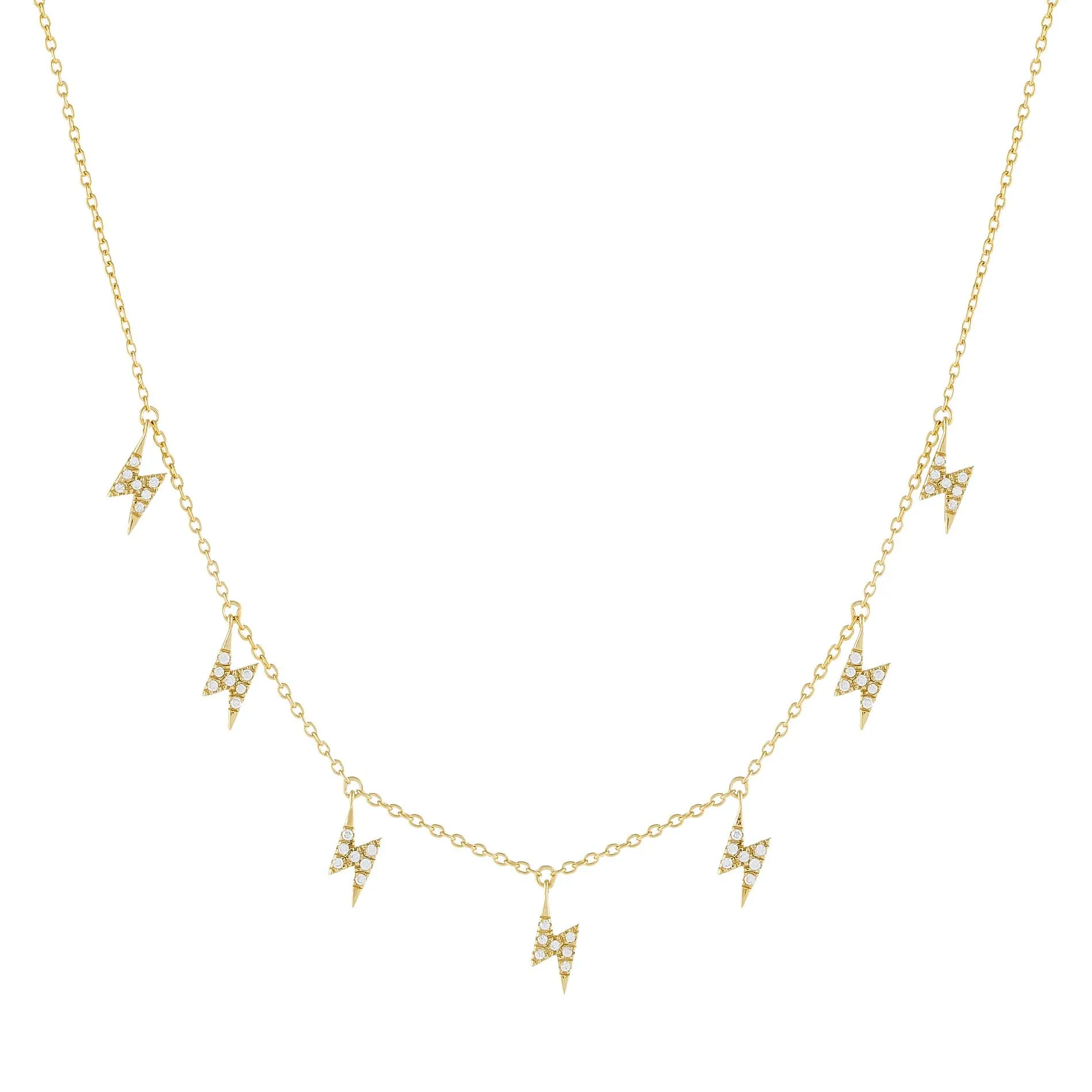 CZ Multi Lightning Bolt Necklace sold by Adina Eden's