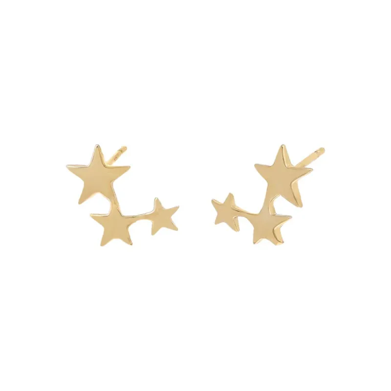 Triple Star Stud Earring 14K sold by Adina Eden's