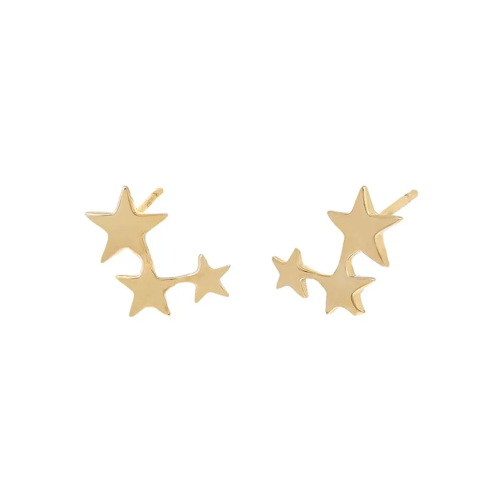 Triple Star Stud Earring 14K sold by Adina Eden's