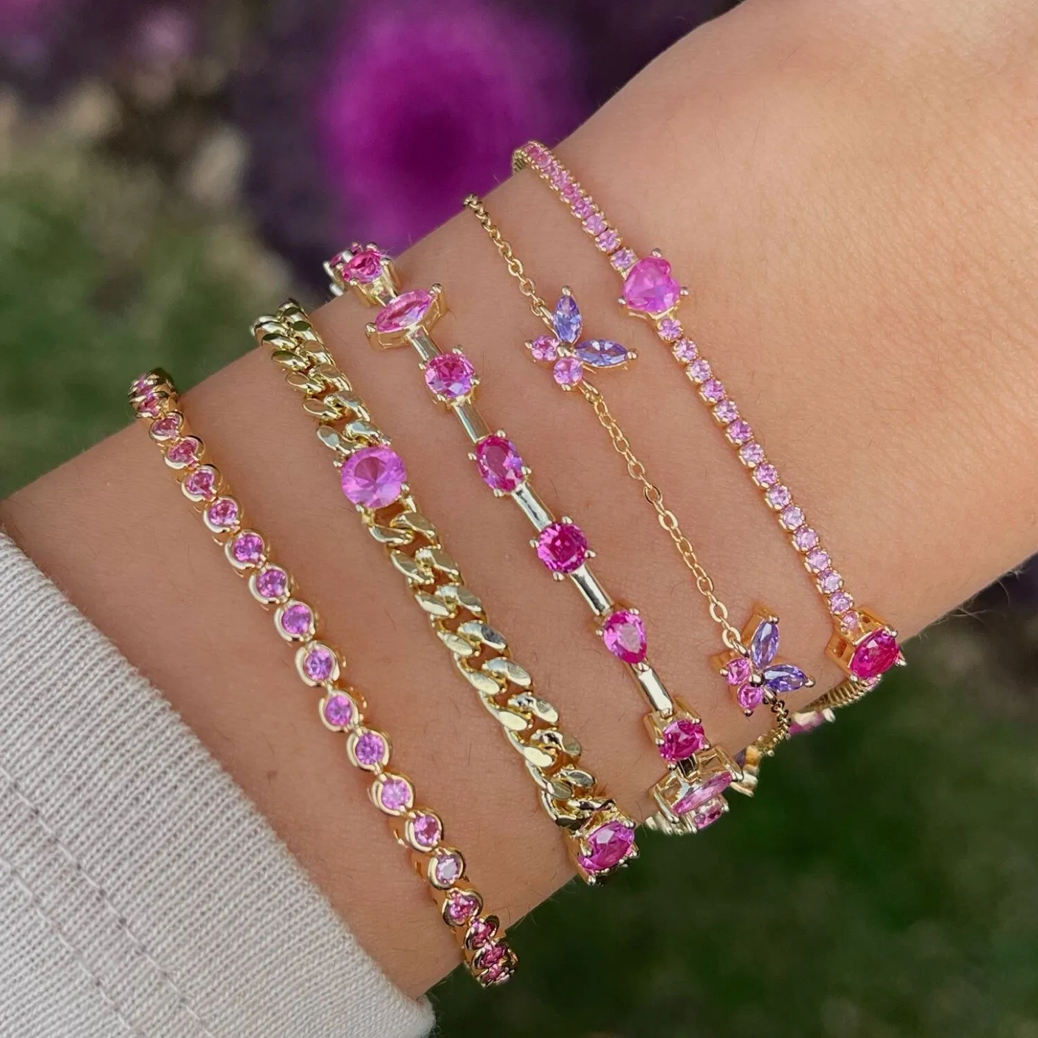 Pastel Crystal Butterfly Bracelet sold by Adina Eden's product image thumbnail 4