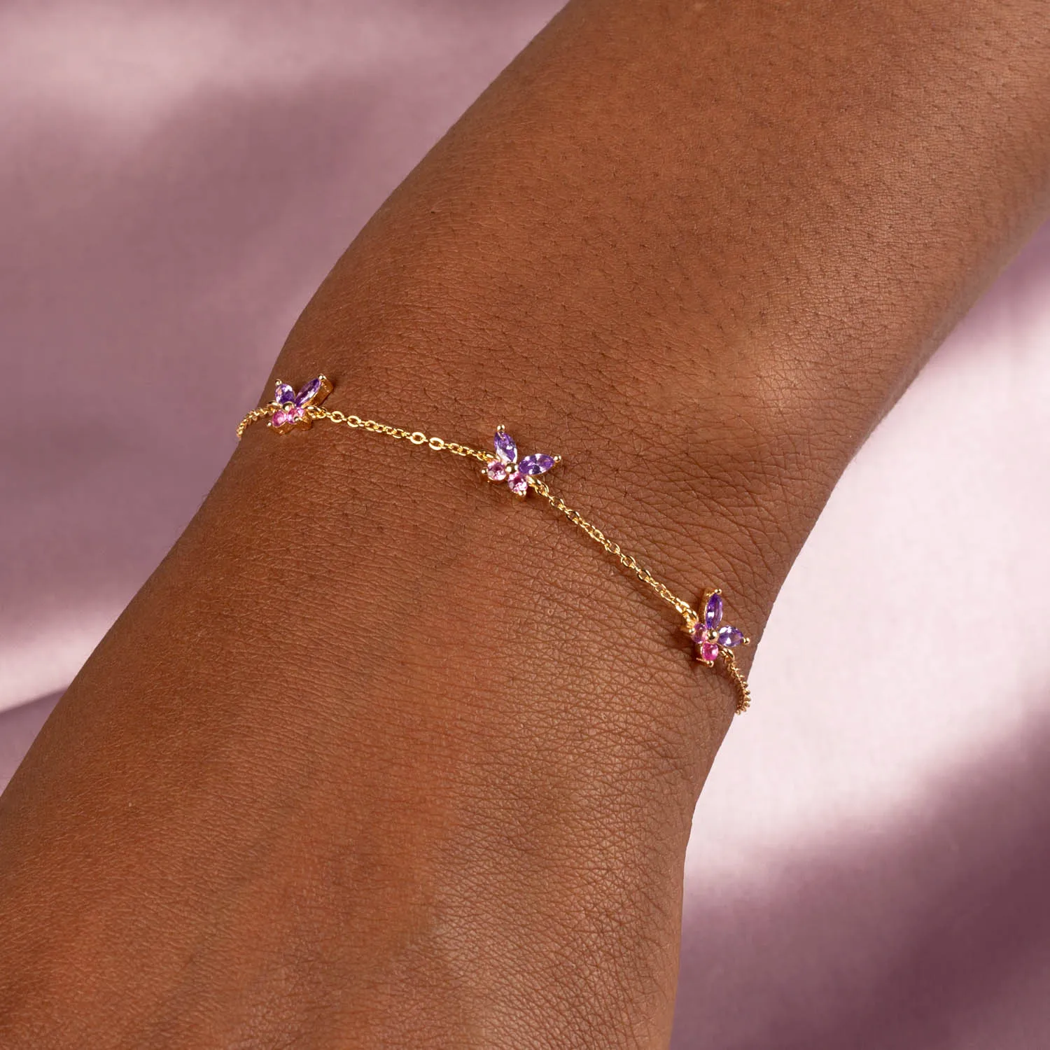 Pastel Crystal Butterfly Bracelet sold by Adina Eden's product image thumbnail 2