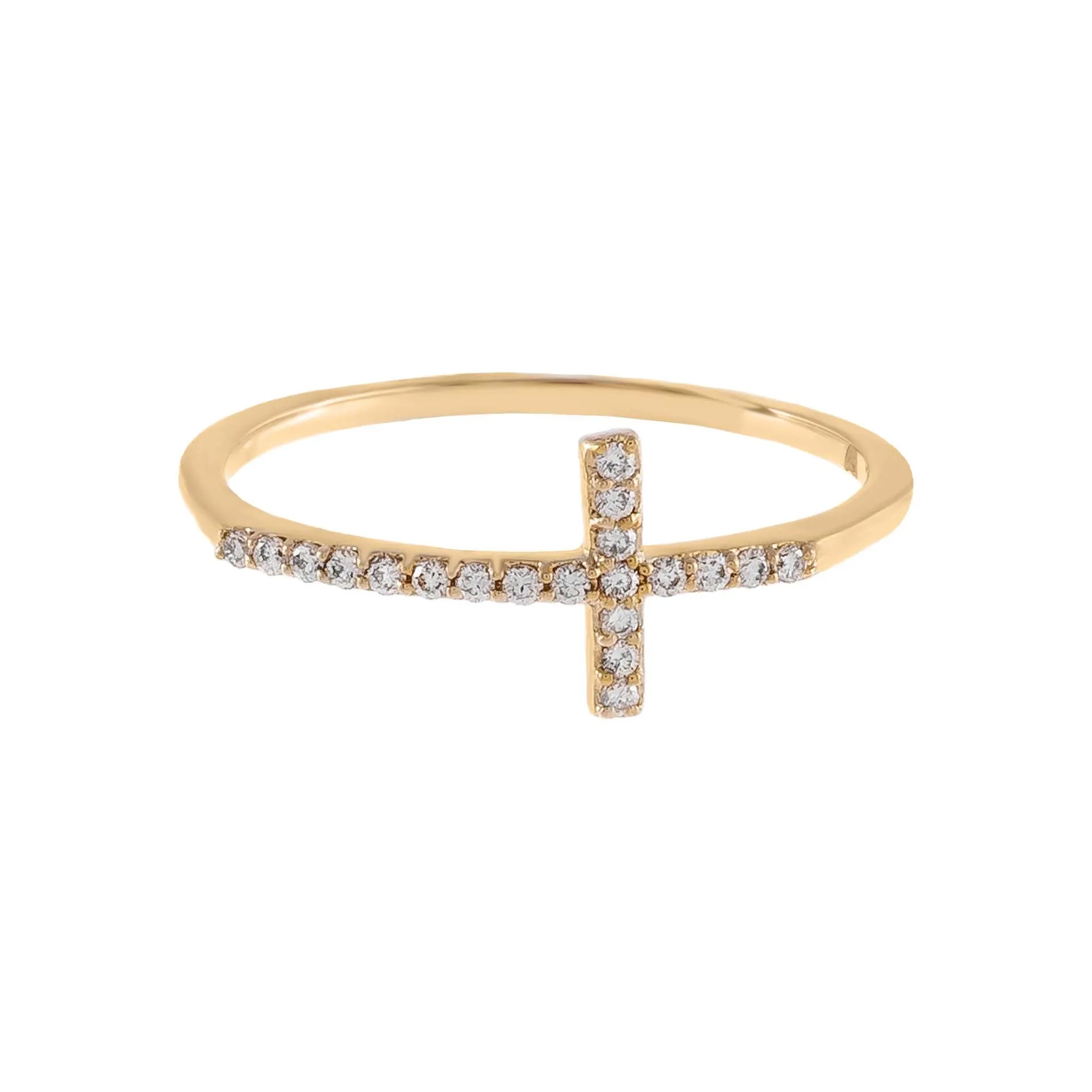 Diamond Elongated Cross Ring 14K sold by Adina Eden's product image thumbnail 3