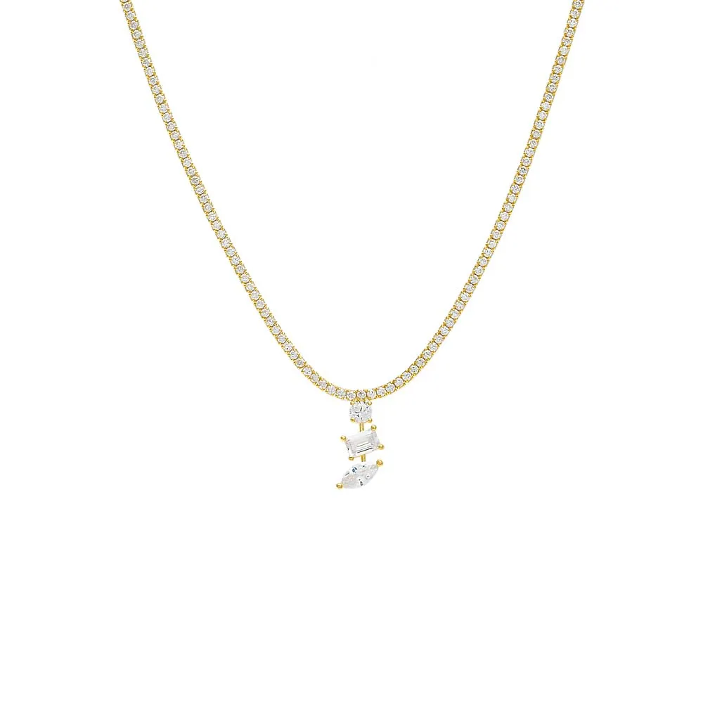 Dangling CZ Tennis Necklace sold by Adina Eden's product image thumbnail 4