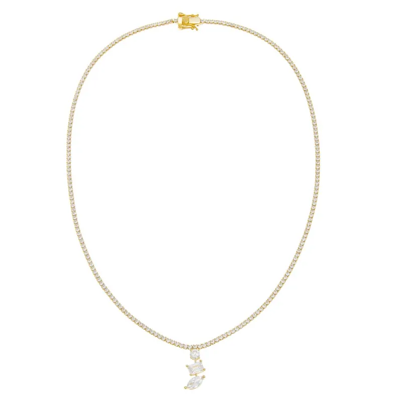 Dangling CZ Tennis Necklace sold by Adina Eden's