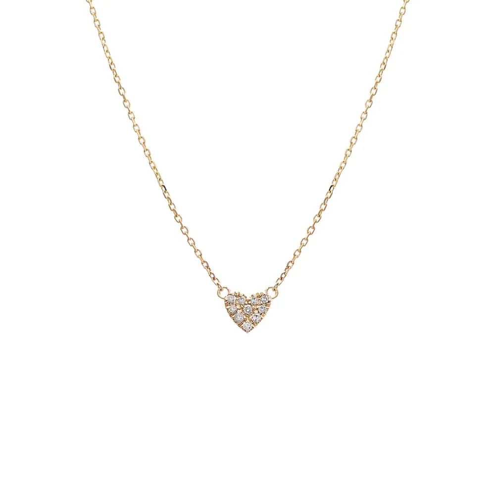 Diamond Pavé Heart Necklace 14K sold by Adina Eden's