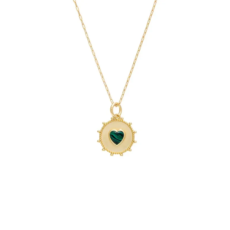 Colored Stone Heart Medallion Necklace sold by Adina Eden's