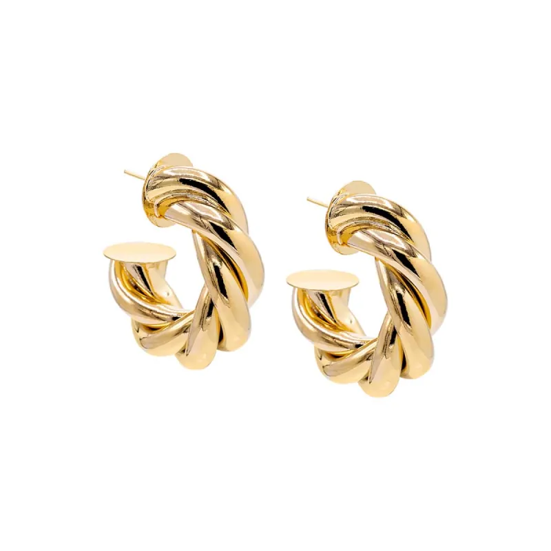 Wide Twisted Rope Hollow Hoop Earring sold by Adina Eden's