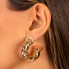 Wide Twisted Rope Hollow Hoop Earring sold by Adina Eden's