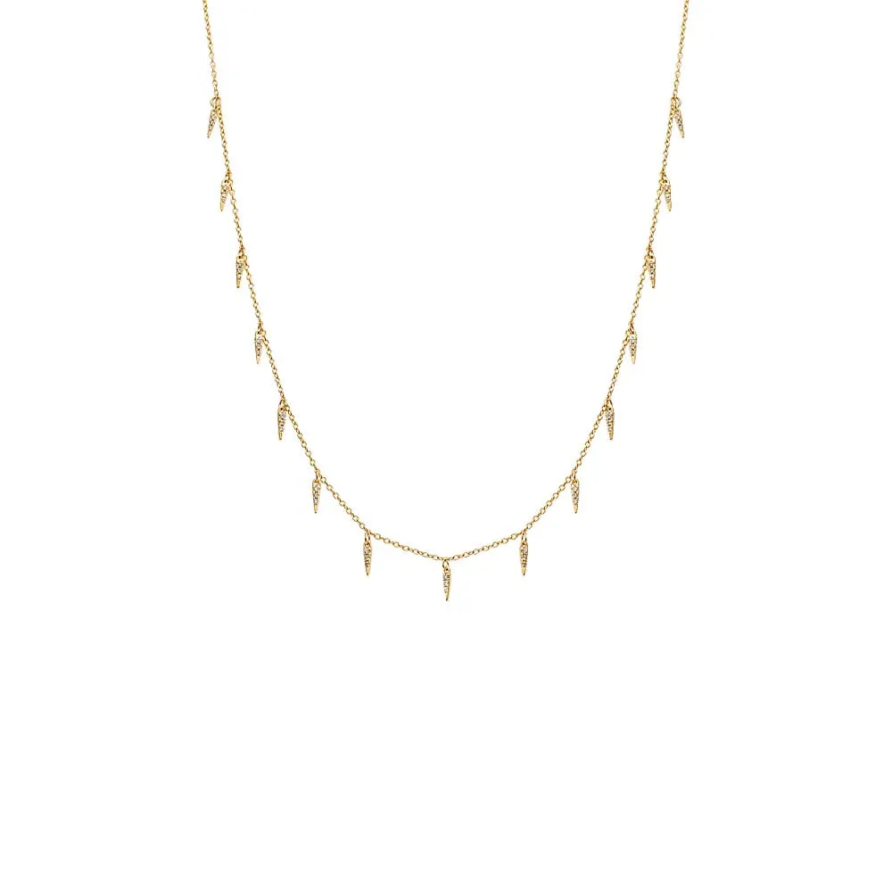 Diamond Pave Spike Dangling Charm Necklace 14K sold by Adina Eden's