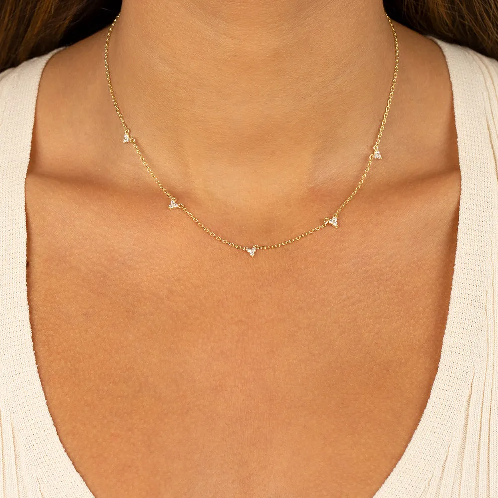 Multi CZ Trio Cluster Necklace sold by Adina Eden's product image thumbnail 2