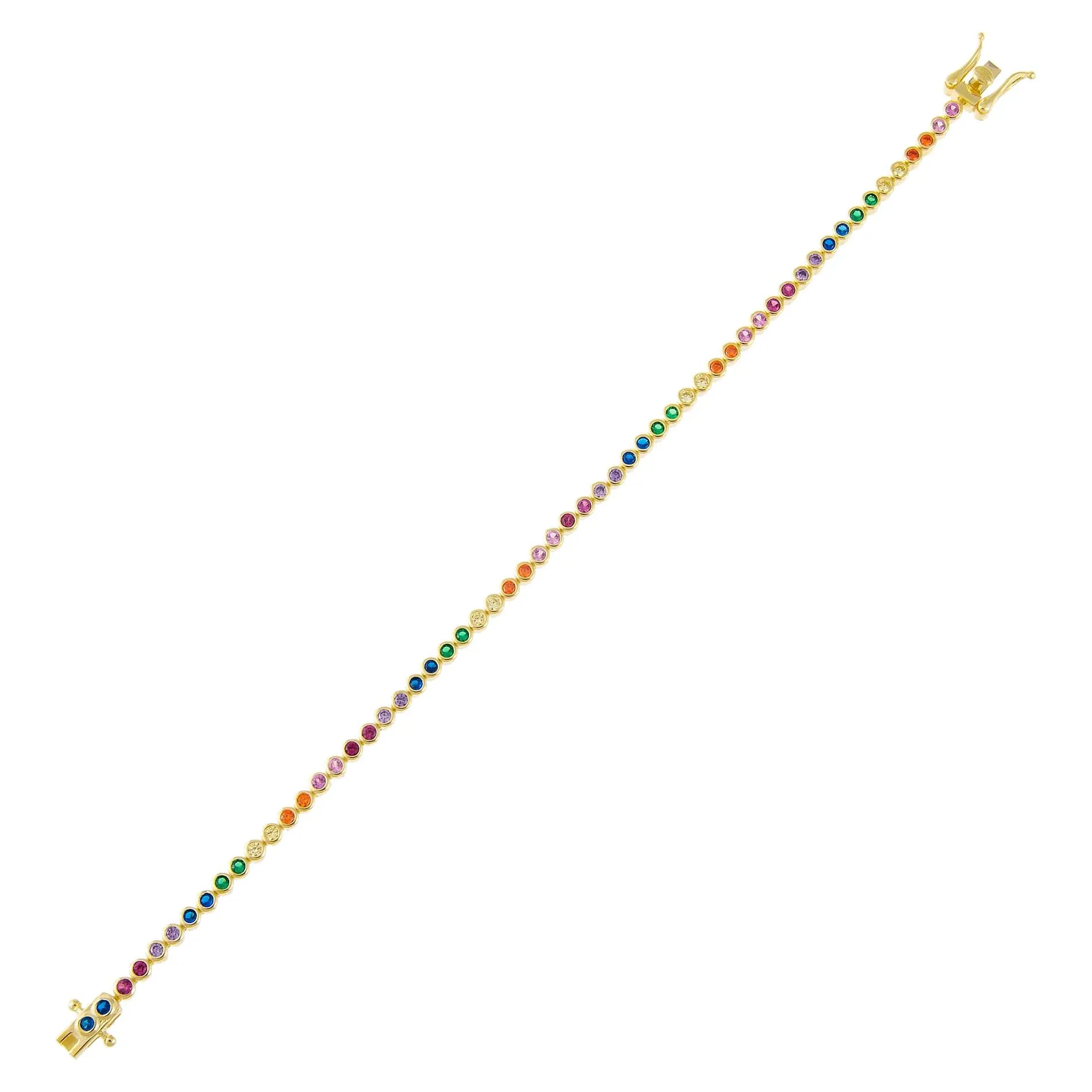 Thin Bezel Rainbow Tennis Bracelet sold by Adina Eden's