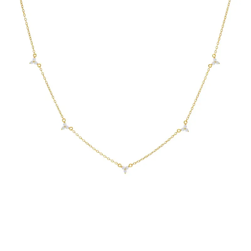 Multi CZ Trio Cluster Necklace sold by Adina Eden's