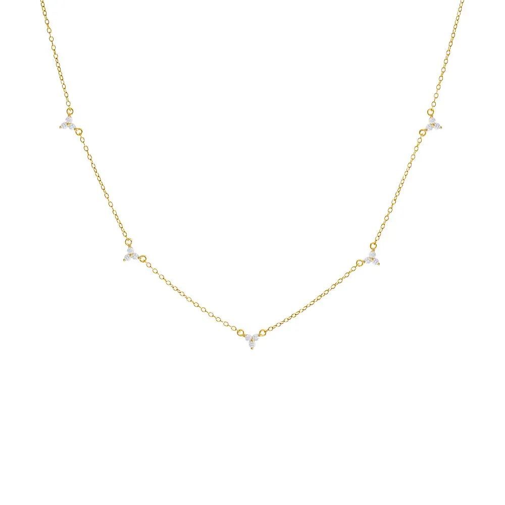 Multi CZ Trio Cluster Necklace sold by Adina Eden's