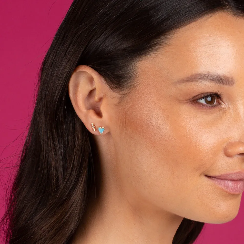 Petite Diamond Trio Bezel Bar Stud Earring 14k sold by Adina Eden's product image thumbnail 2