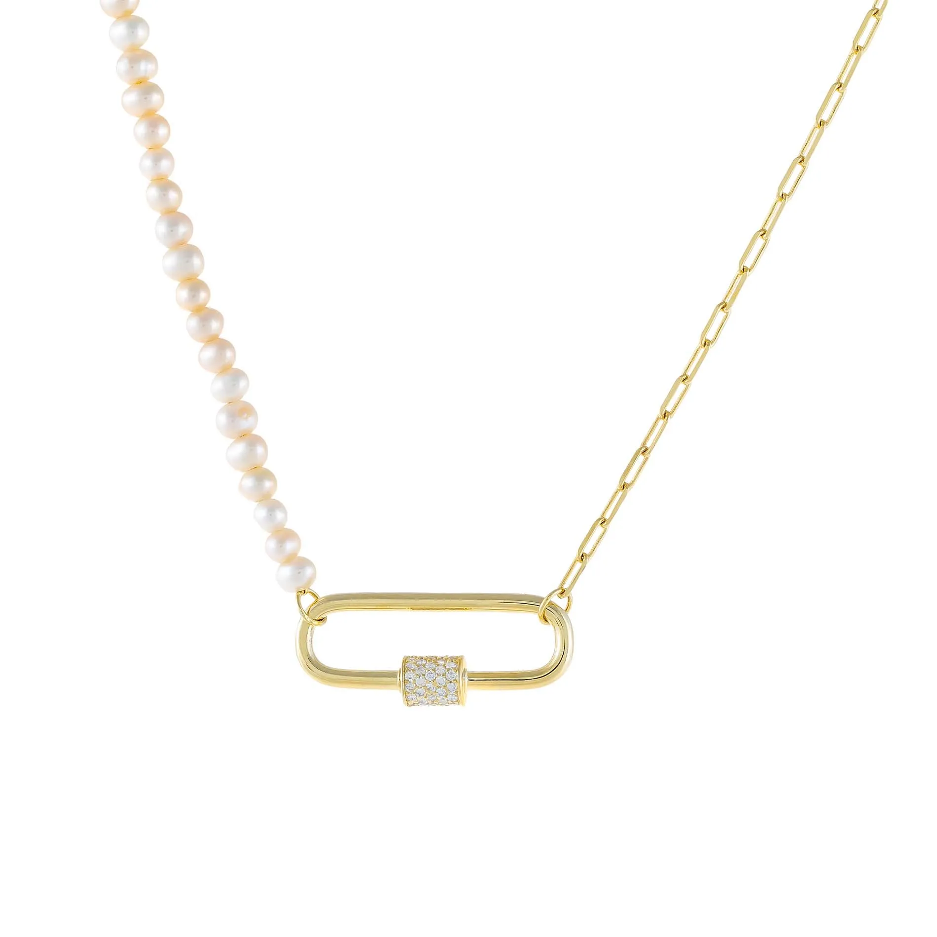 Pearl Link Toggle Necklace sold by Adina Eden's