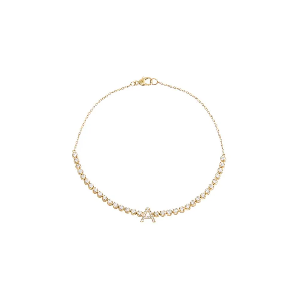 Diamond Initial Half Tennis Bracelet 14K sold by Adina Eden's