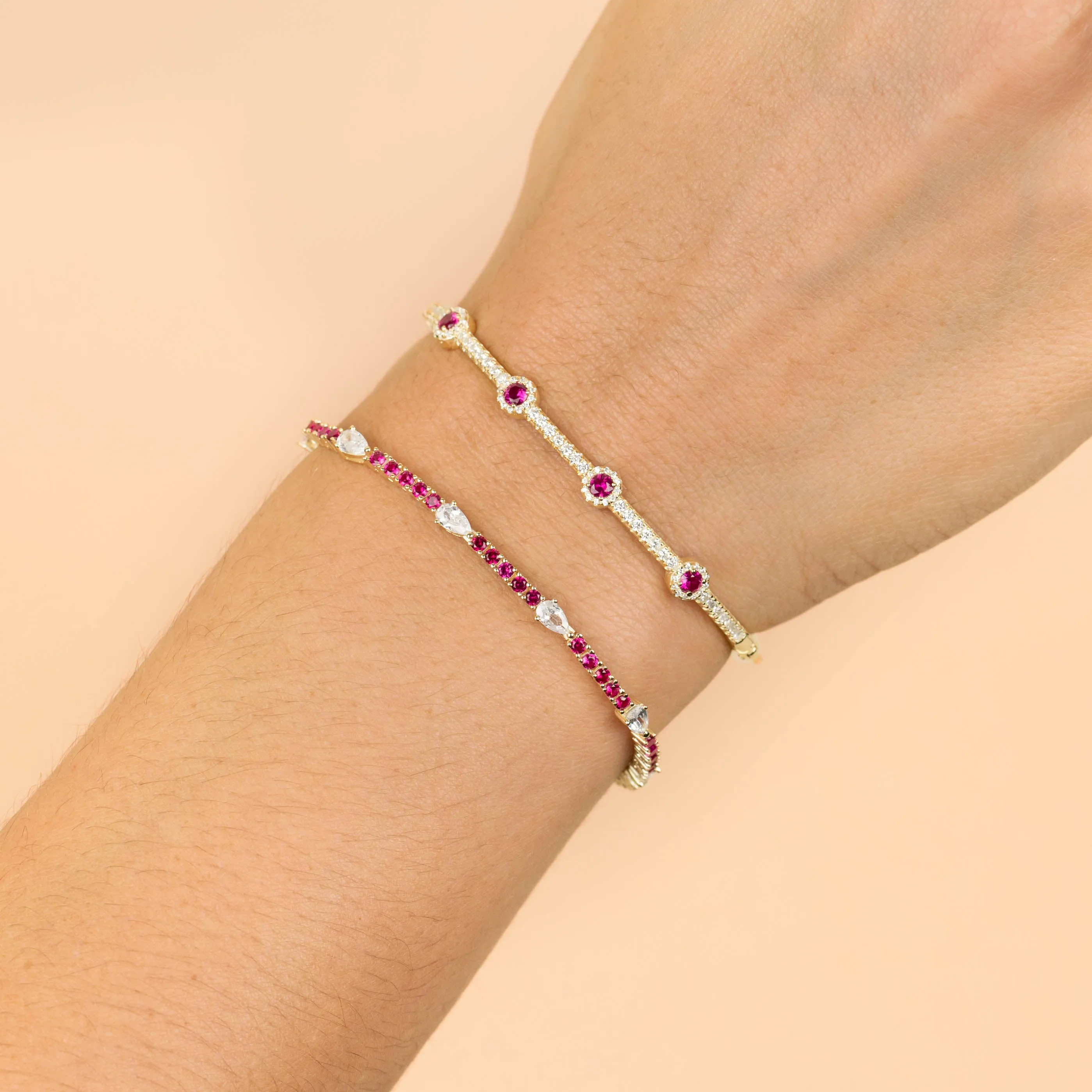 CZ Colored Teardrop Tennis Bracelet sold by Adina Eden's product image thumbnail 3