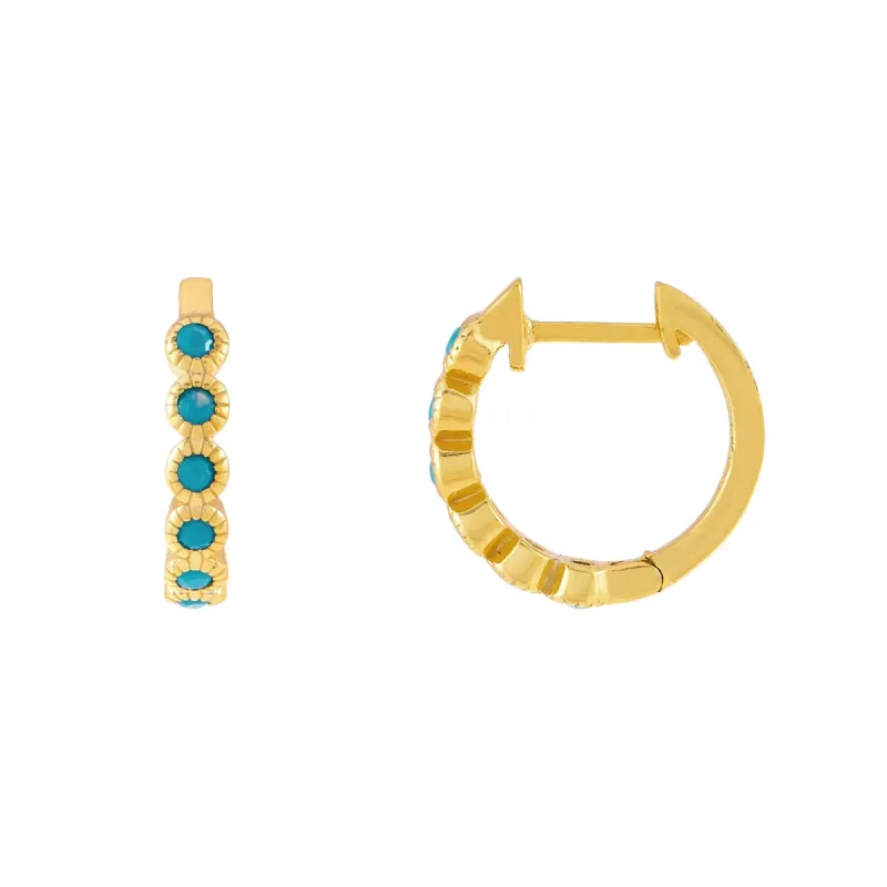 Turquoise Bezel Huggie Earring sold by Adina Eden's