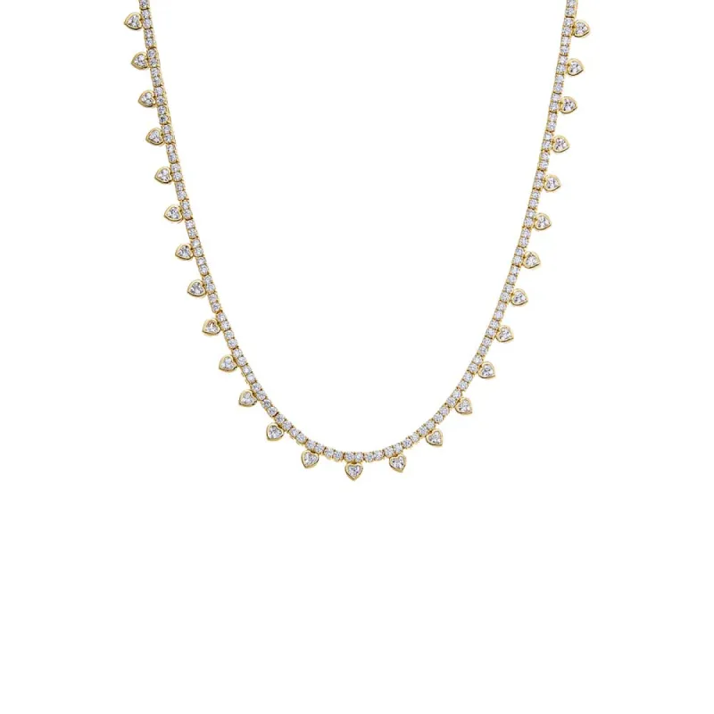 CZ Bezel Heart Rimmed Tennis Necklace sold by Adina Eden's