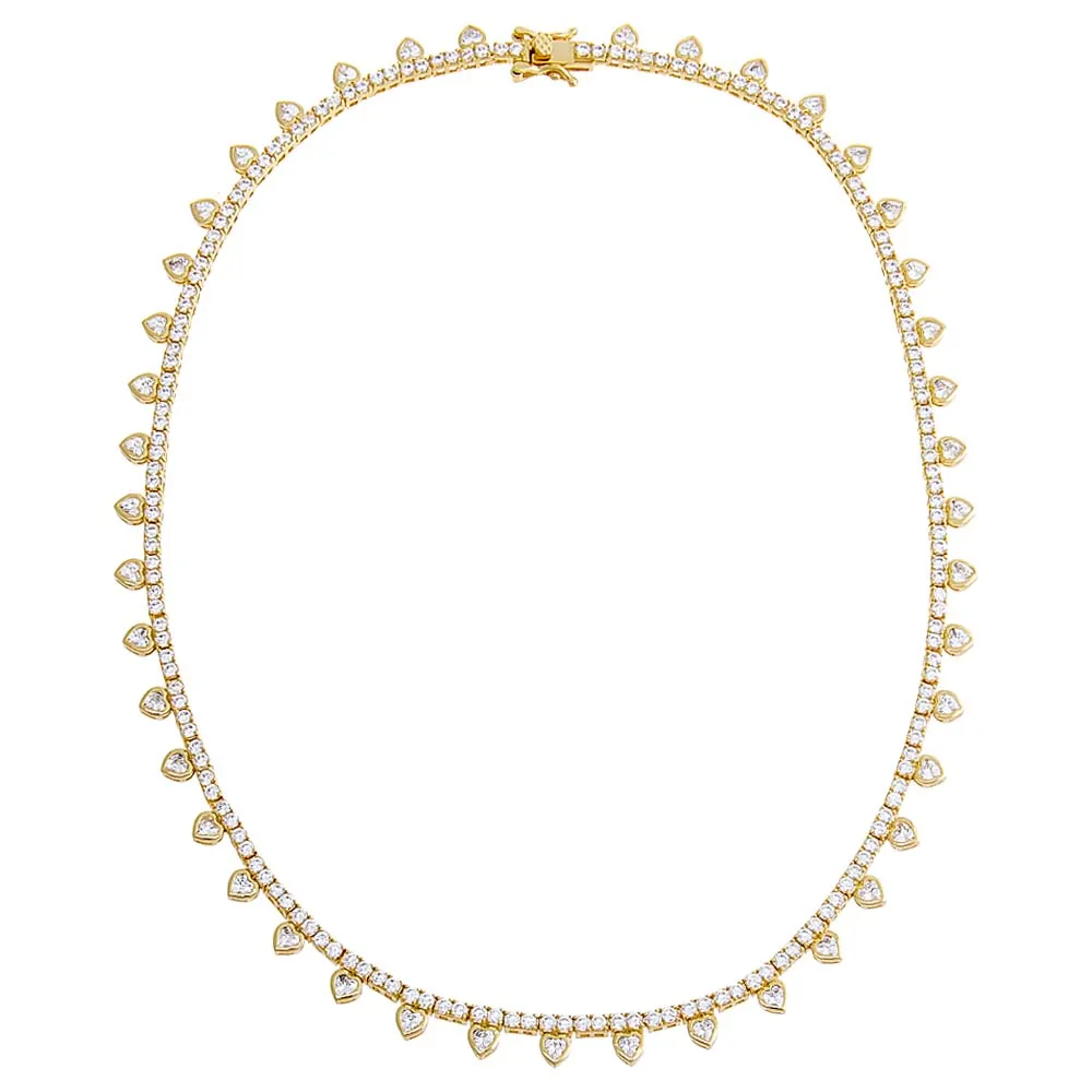 CZ Bezel Heart Rimmed Tennis Necklace sold by Adina Eden's product image thumbnail 3