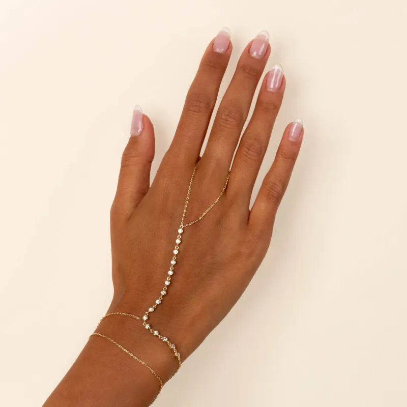 Bezel Hand Chain Bracelet sold by Adina Eden's