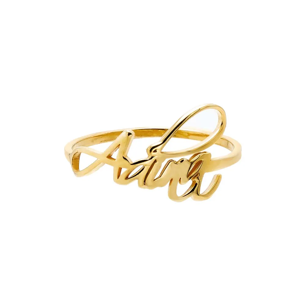 Solid Script Lowercase Name Ring sold by Adina Eden's product image thumbnail 3