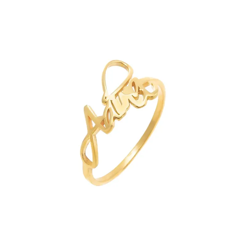 Solid Script Lowercase Name Ring sold by Adina Eden's