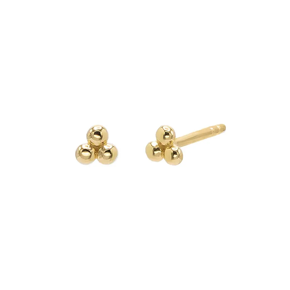 Petite Trio Cluster Bead Stud Earring 14K sold by Adina Eden's