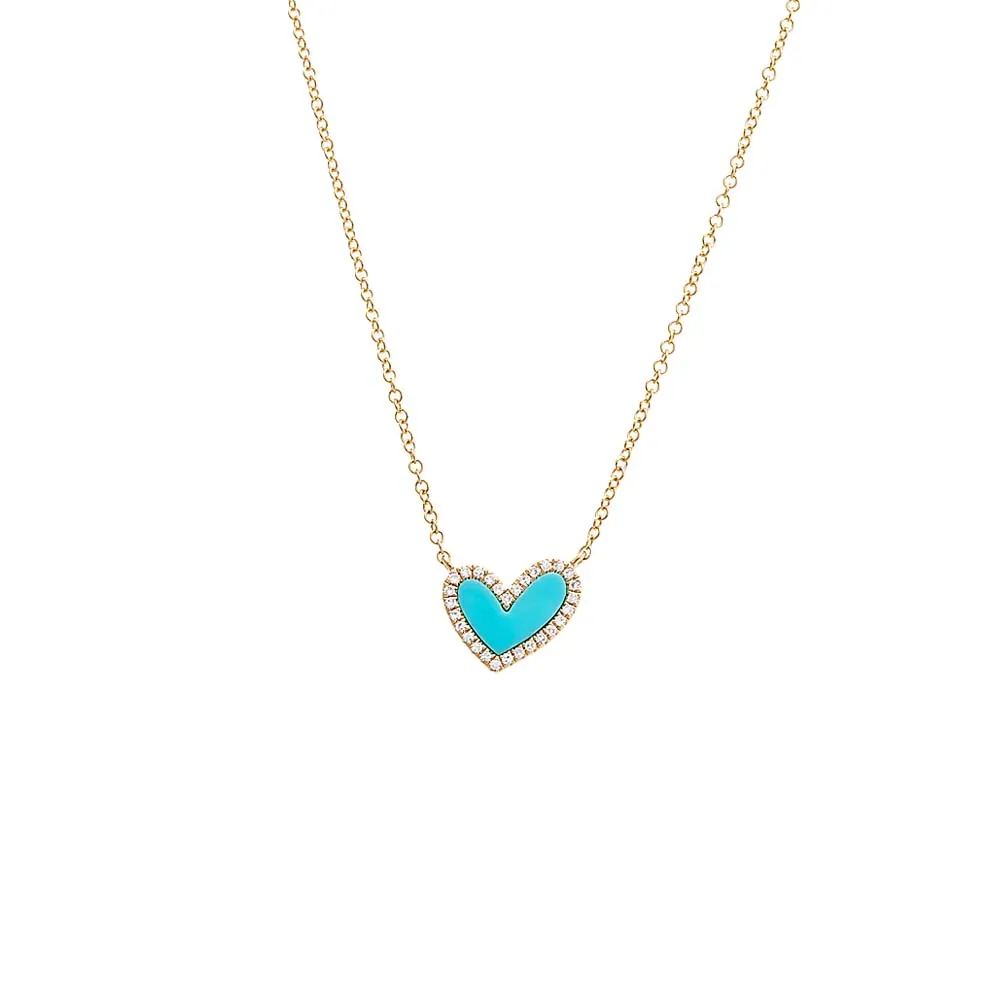 Diamond Pave Stone Heart Necklace 14K sold by Adina Eden's product image thumbnail 3
