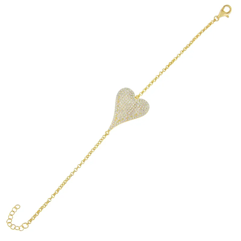 Pavé Large Heart Bracelet sold by Adina Eden's