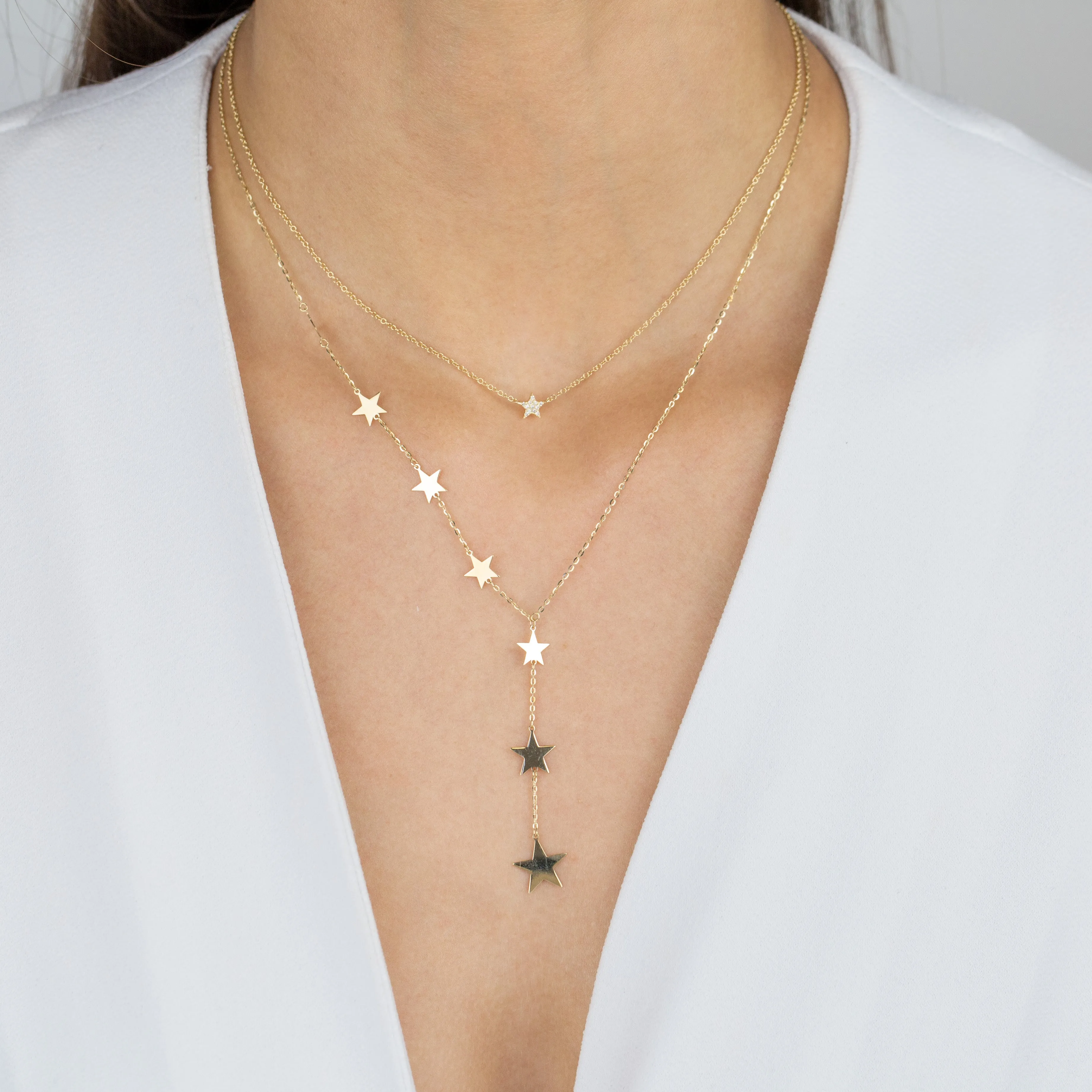 Diamond Mini Star Necklace 14K sold by Adina Eden's product image thumbnail 2