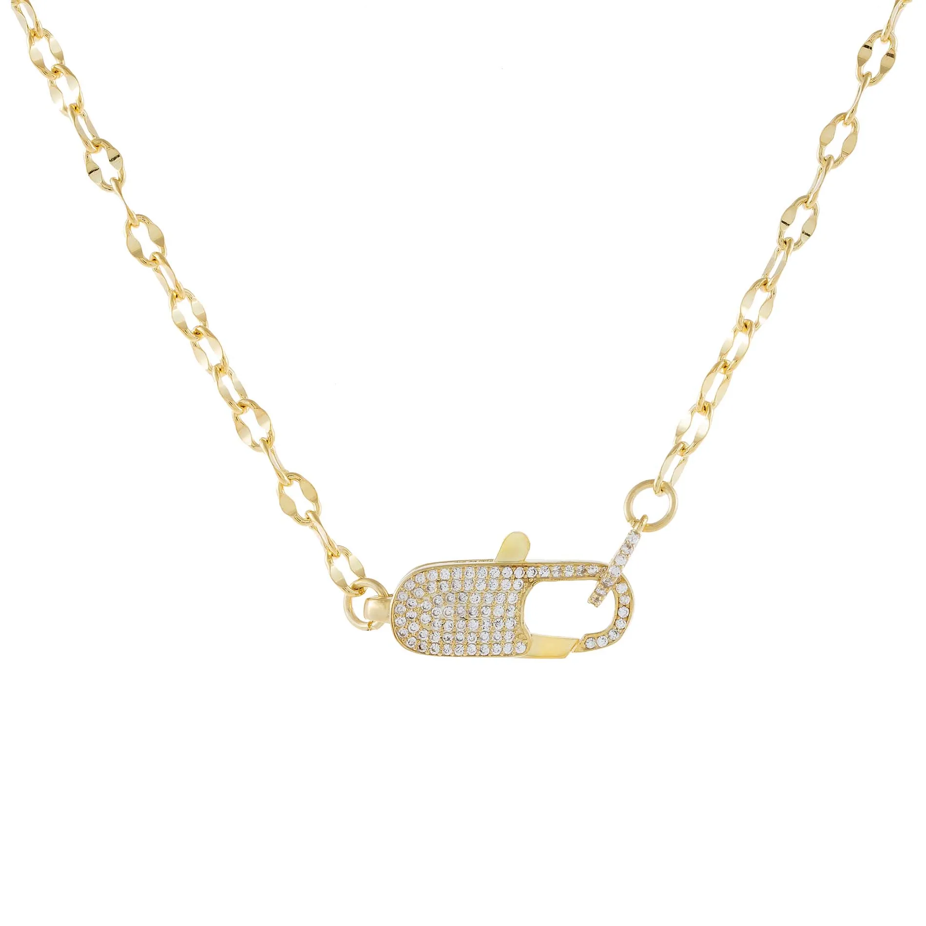 Pavé Clasp Chain Link Necklace sold by Adina Eden's