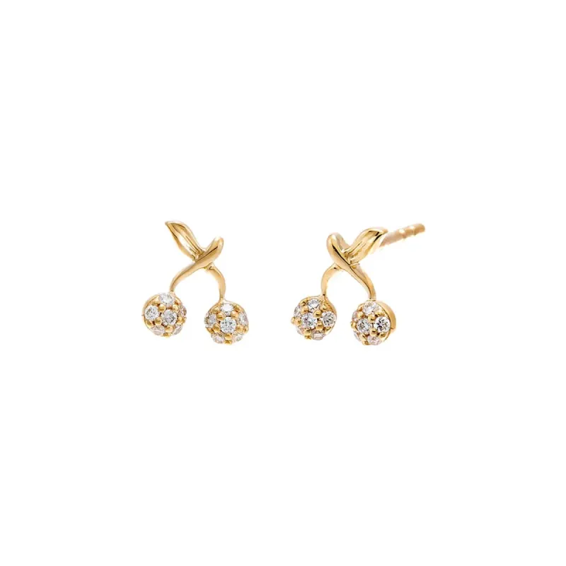 Diamond Pave Cherry Stud Earring 14K sold by Adina Eden's