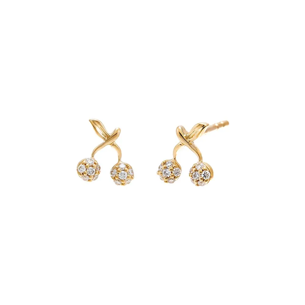 Diamond Pave Cherry Stud Earring 14K sold by Adina Eden's